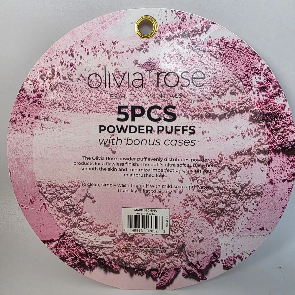 Olivia‎ Rose 5-Piece Powder Puffs with Bonus Case Pink Beauty Essentials